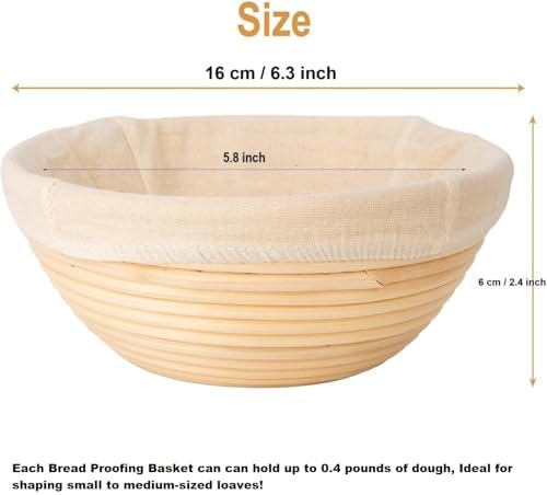 Banneton Bread Proofing Basket Set of 4PCS 6 Inch Mini Round Sourdough Dough ...