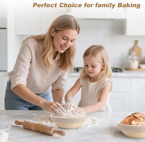 Banneton Bread Proofing Basket Set of 4PCS 6 Inch Mini Round Sourdough Dough ...