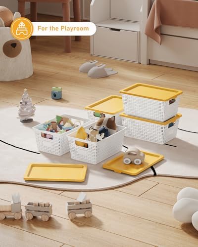 EOENVIVS Storage Bins Bakets with Lids 6 Pack, Stackable Organizer Bins for S...