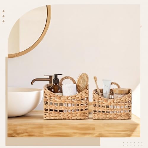 Mifoci 2 Pcs Wicker Hanging Wall Basket Woven Basket Natural Water Hyacinth