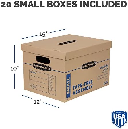 Bankers Box 20-Pack Small Classic Moving Boxes with Reinforced Handles