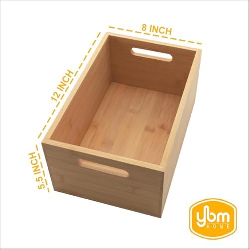 YBM Home Bamboo Storage Boxes with Handle, Organization Storage for Kitchen, ...