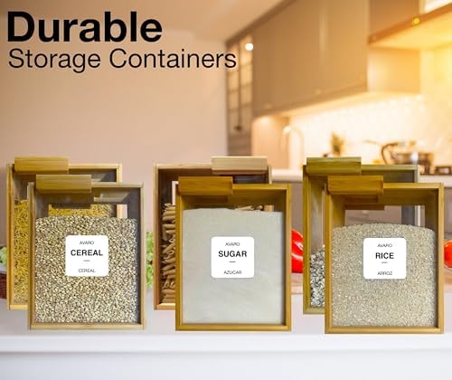 AVARO Cereal Containers Storage, BPA-Free Bamboo Cereal Dispenser 2.2L, 2Pc
