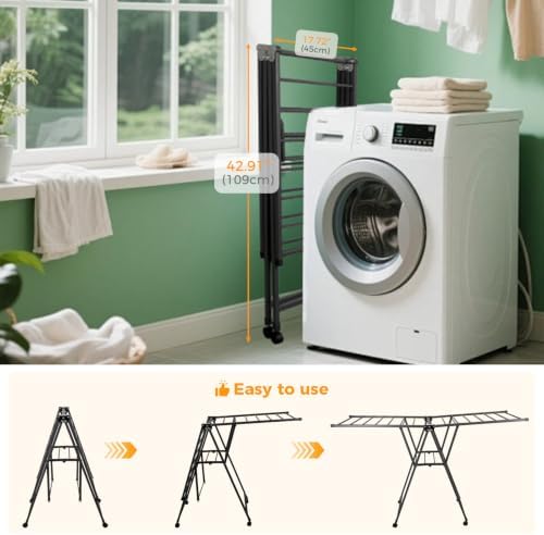 Foldable Standing Clothes Rack, 2-Tier Drying Hanger, for 20+ Pcs