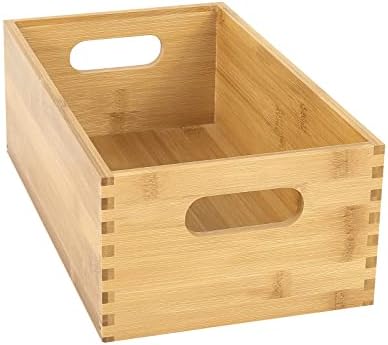 ANMINY Bamboo Storage Bins, Nesting 4PCS, Sturdy Mortise-Tenon Joint