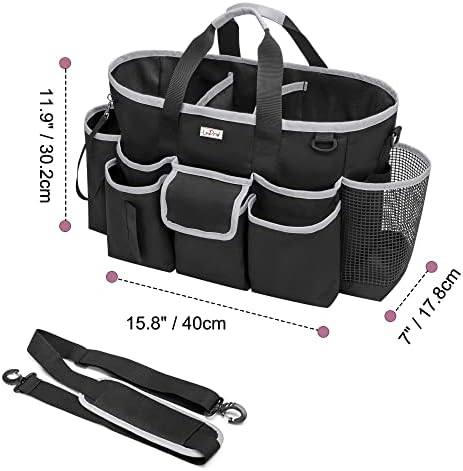 LoDrid Cleaning Caddy Bag with 3 Compartments and Shoulder Strap, Gray Edge