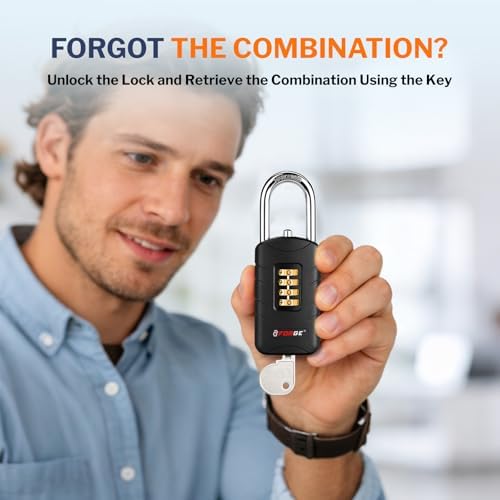 Forge 4-Digit Combination Padlock with Backup Keys, Recover Forgotten Code, W...