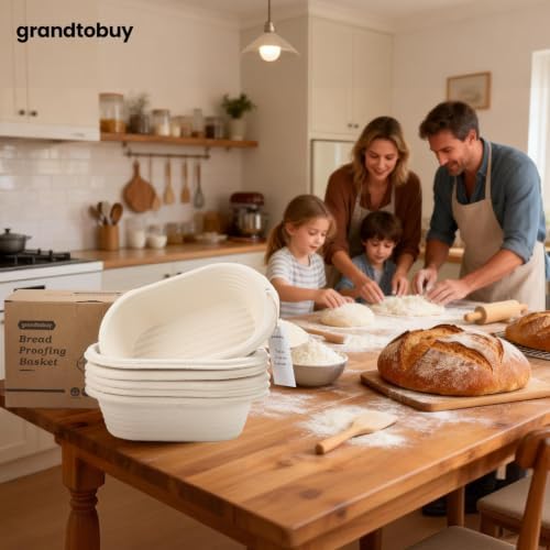 10" Oval Pulp Bread Proofing Basket 6-Pack + 30 Liners Sourdough Banneton