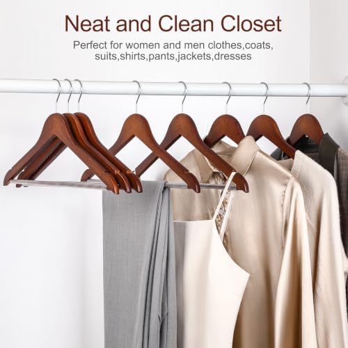TOPIA HANGER Walnut Wooden Hangers 30 Pack, Heavy Duty Clothes Hangers