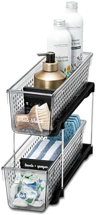 Madesmart Mini 2-Tier Plastic Multipurpose Organizer with Divided Slide-Out S...