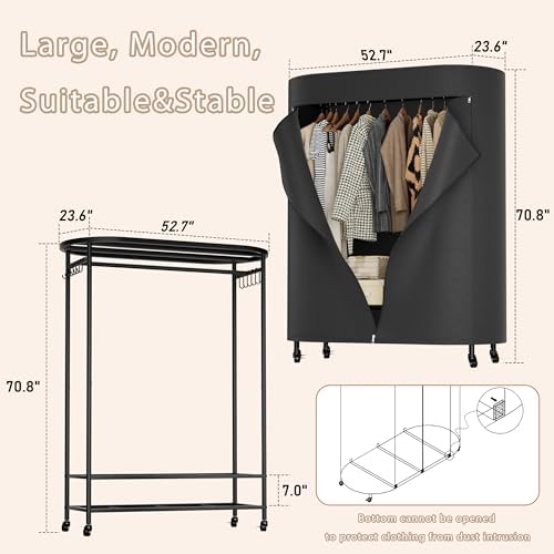 BACEKOLL Clothes Rack with Cover Heavy Duty Rolling Portable Closet 380LBS