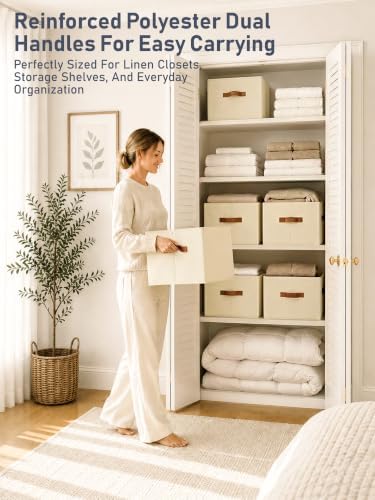 6 Pack Large Closet Storage Baskets Bins for Shelves, Collapsible Fabric Clos...