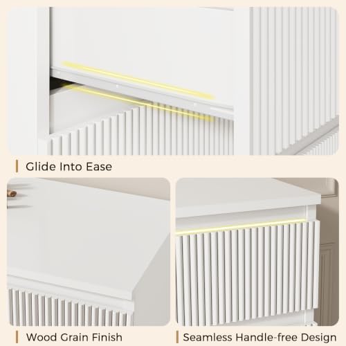 Jocoevol 6 Drawer Fluted Dresser, Modern Chest of Drawers for Bedroom with Hi...