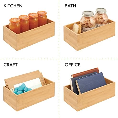 mDesign Bamboo Wood Organizer Storage Bin Box for Kitchen, Pantry, and Drawer...