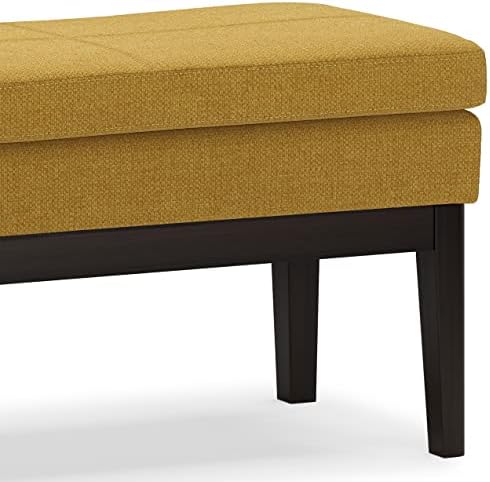 SIMPLIHOME Carlson 45" Wide Vegan Leather Rectangle Ottoman in Marigold