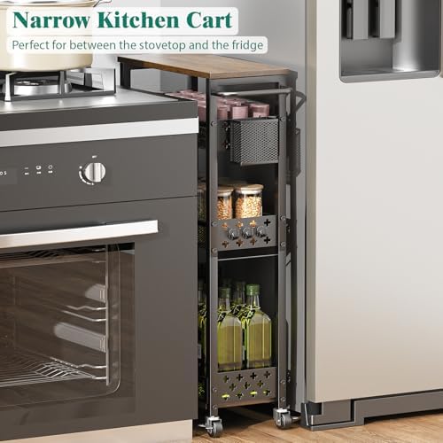 XYZLVSI 4 Tier Slim Storage Cart Laundry Room Organizer for Small Space