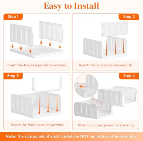 Lifewit 6 Pack Stacking Closet Organizers Shelf for Clothes 14" Depth