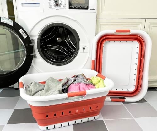 SAMMART Pack of 2 Collapsible Plastic Laundry Basket & Clothes Hamper, Co...