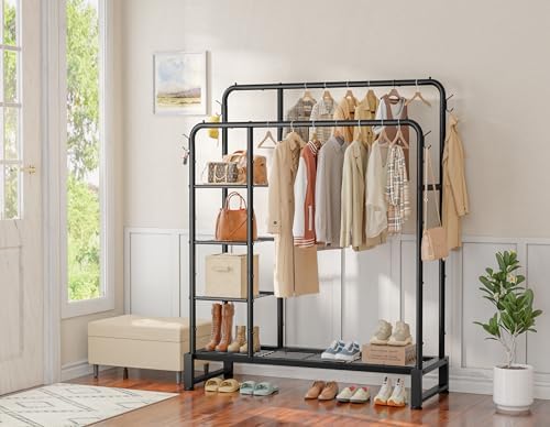 Double Rods Clothes Rack Clothing Rack, Clothes Rack for Hanging Clothes