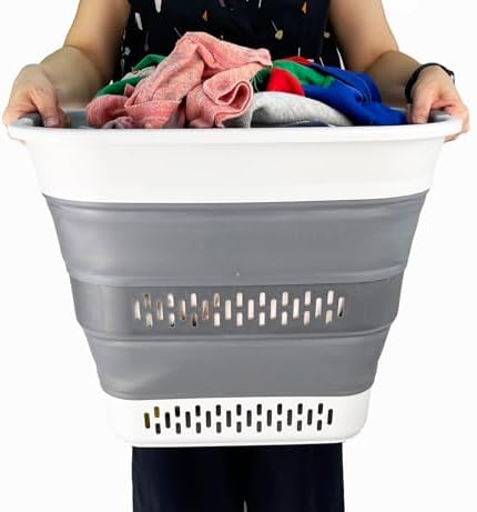 SAMMART 40L (10.5 Gallon) Collapsible Plastic Laundry Basket - Foldable Pop U...