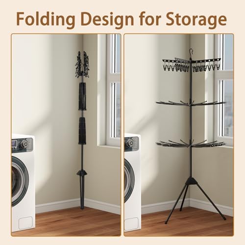COSTWAY 3-Tier Clothes Drying Rack, 32 Hanging Rods & 24 Clips