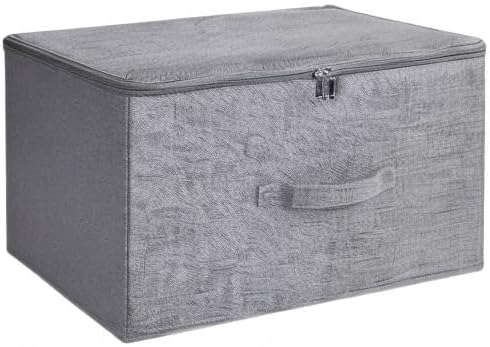 ANMINY Fabric Storage Bins with Zipper Lids, 18"x14"x10", Gray...
