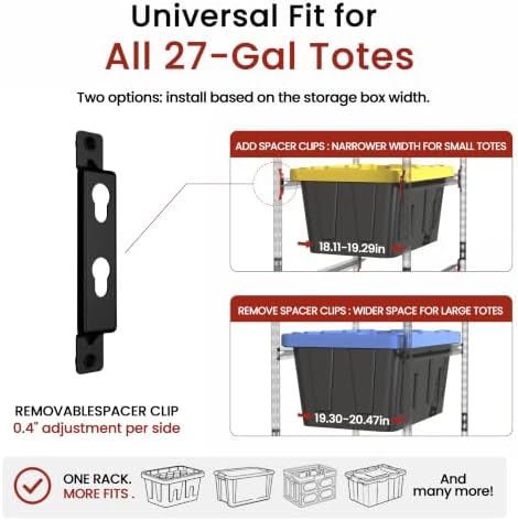 FERO 27 Gallon Storage Bin Rack Organizer, Heavy-Duty Tote Storage Rack, 5-Ti...