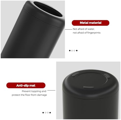 10L/2.6GAL Black Bathroom Trash Can