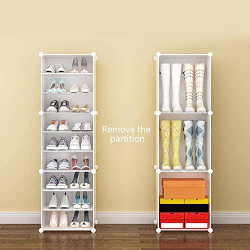 12-Tiers Vertical Shoe Cabinet, Side Opening Shoe Cabinet with Divider, Clear...