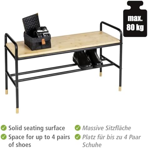 WENKO Shoe Bench Loft Factory Flair Shoe Rack with Shelf for up to 4 Pairs of...