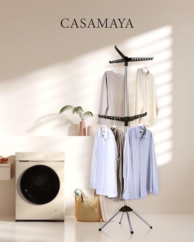 CASAMAYA Clothes Drying Rack Foldable, 74.8 inch 2 Tier Laundry Drying Rack w...