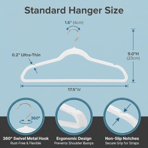 HOUSE DAY Ivory Plastic Hangers 50 Pack - Ultra-Thin Heavy Duty Non-Velvet