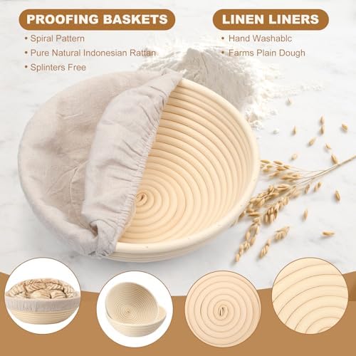 Banneton Bread Proofing Basket Set of 4PCS 6 Inch Mini Round Sourdough Dough ...
