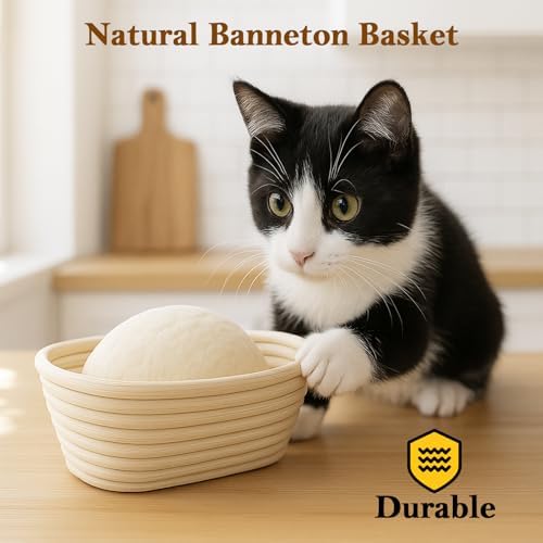 6.5 Inch Banneton Bread Proofing Basket Oval Mini Banneton Basket Set of 6, S...