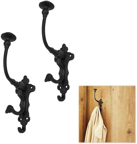 Mystic Colonial Rustic Cast Iron Wall Hooks – Heavy Duty Vintage Utility Hook...