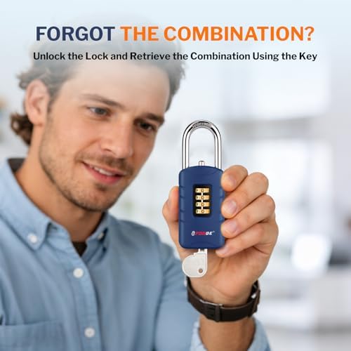 Forge 4-Digit Combination Padlock with Backup Keys, Recover Forgotten Code, W...