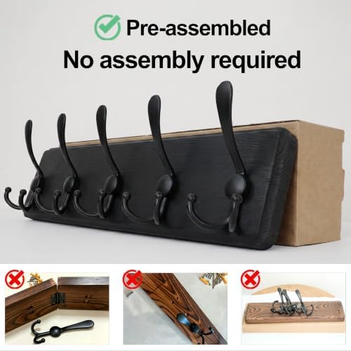 WEBI Rustic Coat Rack Wall Mount,Wood Coat Hooks Wall Mounted Coat Hanger,16&...