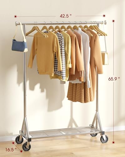 Sakugi Stainless Steel Clothes Rack Mesh Shelf, 42.5x16.5x65.9, Silver