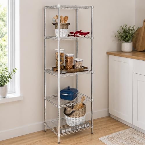 5-Tier Deep Shelf, 250 lb/Shelf, NSF, Chrome, 24x18x72 in