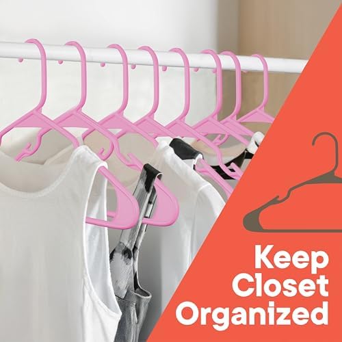 Pink Plastic Hangers 60 Pack– Heavy-Duty Plastic Hangers Slim and Space-Savin...
