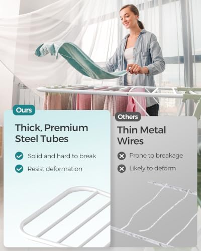 SONGMICS Clothes Drying Rack, Foldable 2-Level Stee Laundry Drying Rack