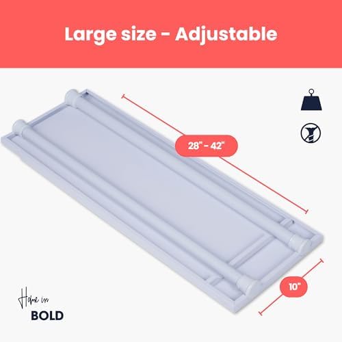 Home in Bold Tension Rod Shelving Expandable Closet Tension Shelf Storage Rac...