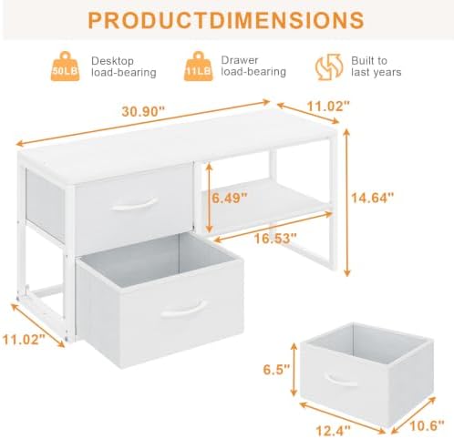 Hongtamoya 2-Pack Stackable Storage Drawers with Open Shelves, White