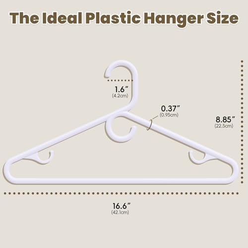 White Plastic Hangers, Heavy Duty Clothes Hangers with Center Hook
