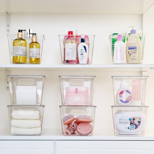 Vtopmart 6 Pack Clear Stackable Storage Bins with Lids and Handles, Large