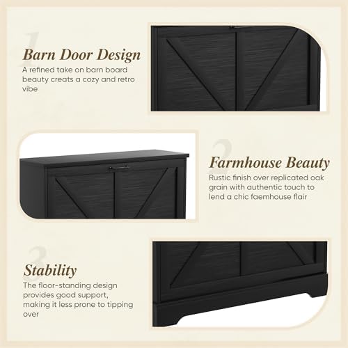 Semiocthome Farmhouse Shoe Storage Cabinet with 2 Flip Drawers, 31.5"(W)...