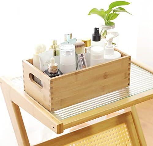 ANMINY Bamboo Storage Bins, Nesting 4PCS, Sturdy Mortise-Tenon Joint