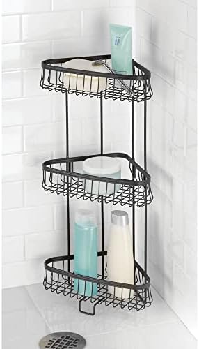 mDesign Metal Bathroom Shelf Unit - Freestanding Vertical Storage for Organiz...