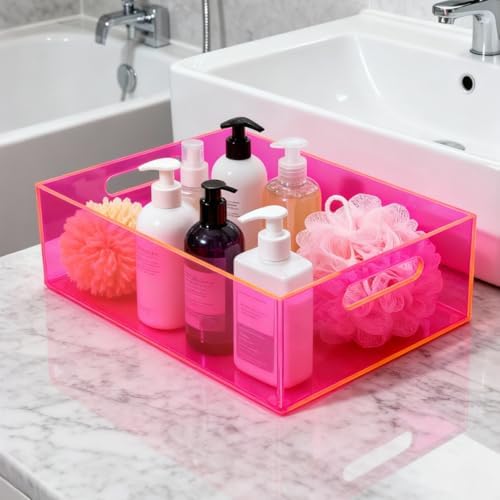 Large Storage Bin Acrylic Pantry Storage Container with Handles Kitchen Organ...