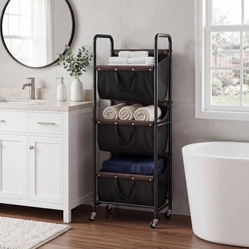 GRANNY SAYS 3 Tiered Laundry Sorter, Narrow Hamper Cart with Wheels